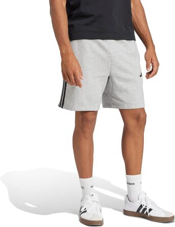 Чоловічі шорти Adidas Essential Three Stripes French Terry, сірі з чорними смугами, розмір XL