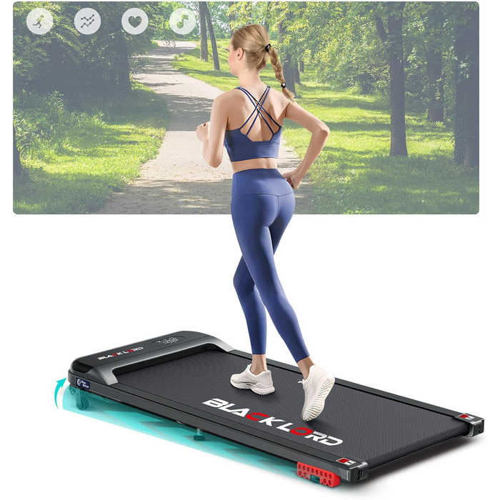 Walking Pad BLACK LORD: Безшумний біговий килимок 4-в-1 для дому та офісу, LED-дисплей, до 140 кг, чорний