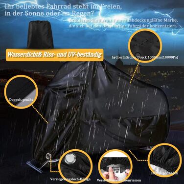 Водонепроникний чохол для велосипеда на 2 велосипеди, 210D Oxford, 170x60x85cm, чорний