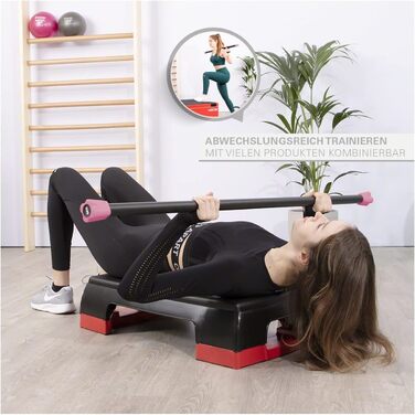 Sport-Tec Гриф для штанги 8 кг, довгий, рожевий, металева гантельна штанга з підставкою для зберігання