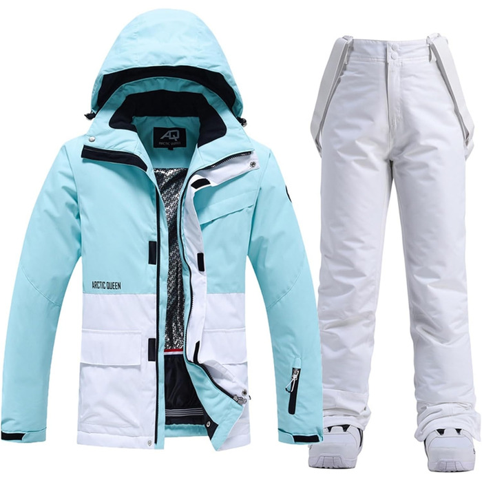 Жіночий гірськолижний костюм HOTIAN 2 в 1: куртка та штани. Водонепроникний, вітронепроникний, теплий. Ідеально для катання на лижах та сноуборді. Колір: BU+BK (синій+чорний)