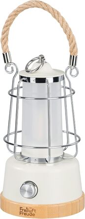 LED кемпінговий ліхтар на акумуляторі з Power Bank, 370lm, регулювання яскравості, USB зарядка, 2200-6500K, до 75 годин роботи, IP44, бамбук та льон