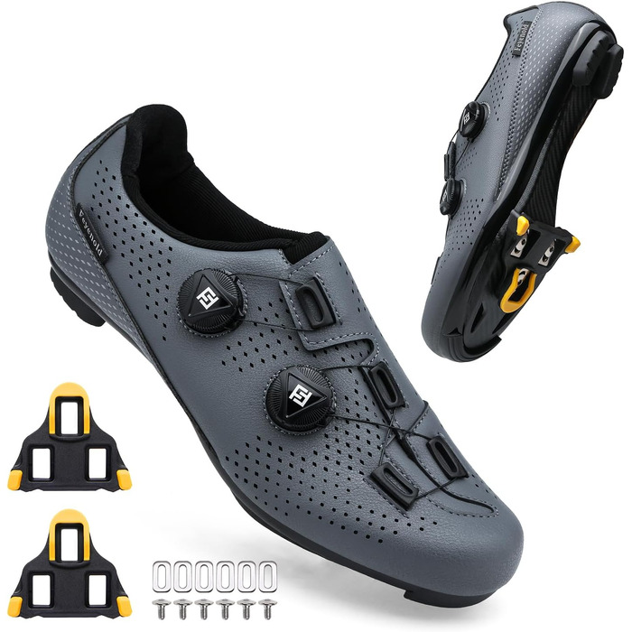 Велосипедні черевики для чоловіків та жінок, сумісні з SPD-SL педалями, встановлення SPD/Look KEO, розмір 38 EU, сірі