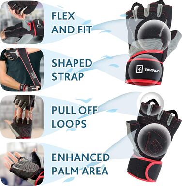 Рукавички для фітнесу та тренувань чоловічі Fitnesshandschuhe L (19-22 см), різні кольори (сірий/чорний/червоний), подвійна шкіра, для силових тренувань, бодібілдингу, кросфіту, без AZO та фталатів, сертифікат CE
