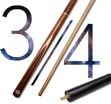 Кю AONETIGER для більярду: ручна модель 3/4 з дерев'яним шафтом, 3 частини, 57'', вага 18oz, наконечник 10mm, з аксесуарами та чохлом