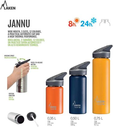 Термос Laken Jannu із нержавіючої сталі 18/8, вакуумний, для води та напоїв