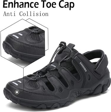 Чоловічі та жіночі сандалі SAGUARO: зручні, дихаючі, для активного відпочинку, туризму та трекінгу, чорного кольору, 46 EU