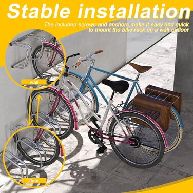 Підставка для велосипедів на 6 велосипедів FIVMEN: настінний/підлоговий монтаж, 37 см між колесами, для MTB, шосе, 30-65 мм шини