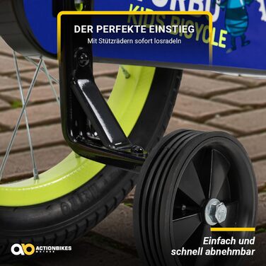 Дитяче велосипед Actionbikes Turbo 12/16 дюймів - V-Brake гальма, захистники, для дівчаток та хлопчиків (2-7 років)