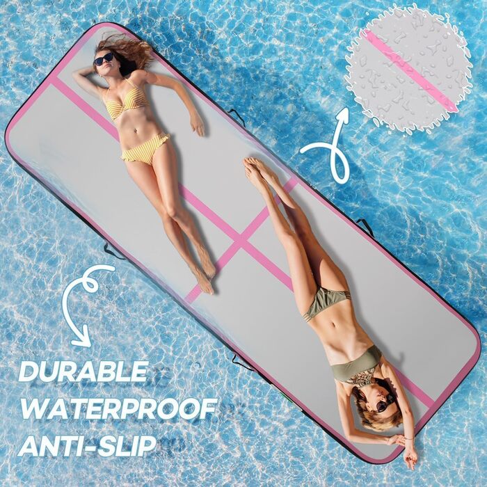 Гімнастичний надувний мат для тренувань, 10/20 см, надувна, 2/3/4/5/6 м, чорний/рожевий, 300x100x20 см