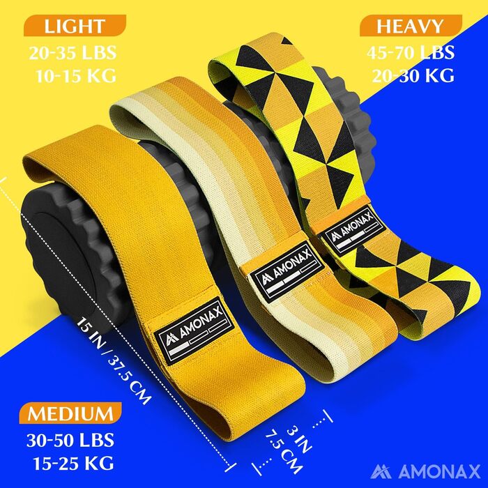 Фітнес-гумки Amonax для жінок, набір еластичних стрічок для тренувань, стрічки опору для присідань, обладнання для схуднення вдома, спортивне обладнання для дому (L, жовтий)