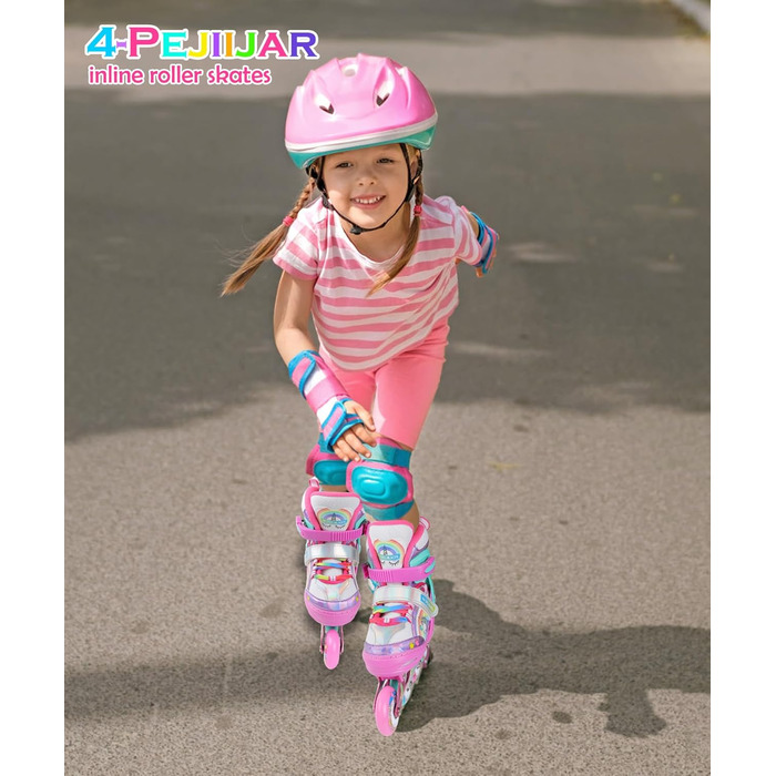 Інлайнерочки Єдиноріг для дівчаток, розмір регулюється, з підсвічуванням, рожеві. Розміри 38-41.