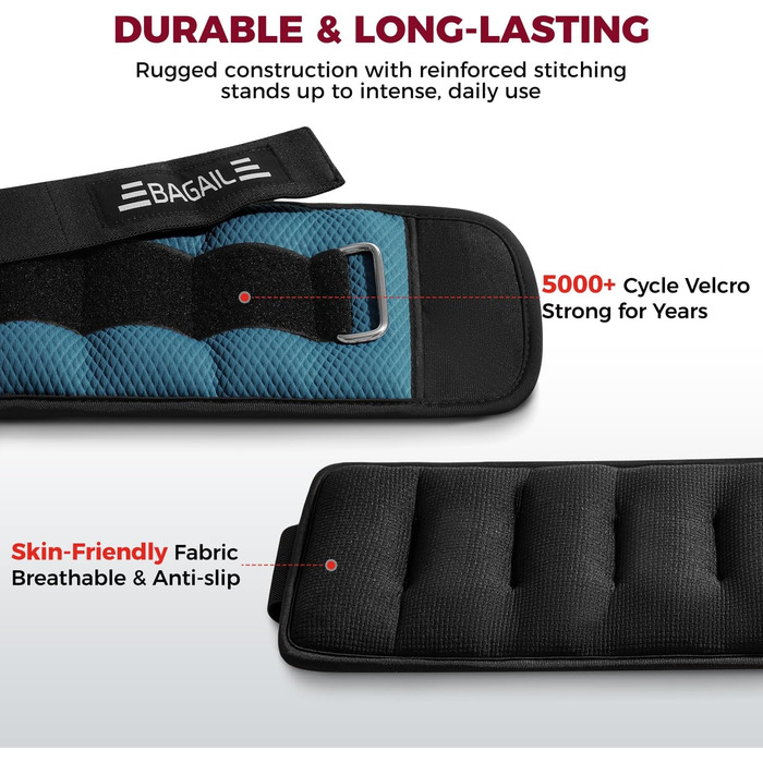 Утяжелители для рук и ног BAGAIL (2.27 кг/пара, синие) для фитнеса, ходьбы, бега и реабилитации