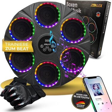DerALEX Боксерський тренажер з музикою та LED-дисплеєм - електронний бокс для реакції, фітнесу та координації. Боксерський тренажер для дому та фітнес-клубу