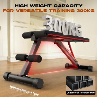 Складана лава для тренувань Roygym, мультифункціональна, з регульованою спинкою, для загальної фізичної підготовки, витримує до 400 кг, чорно-червона