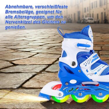 Дитячі ролики JIFAR Inliner Kinder з регульованим освітленням, розміри 30-33, 34-37, для хлопчиків та дівчаток, блакитні