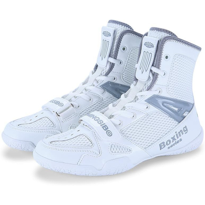 Боксерські рукавички для чоловіків. Зручні боксерські рукавички для тренувань, занять боксом та єдиноборствами. Дихаючі, білі та сірі рукавички для боксу, фітнесу та бодібілдингу. Розмір 43 EU