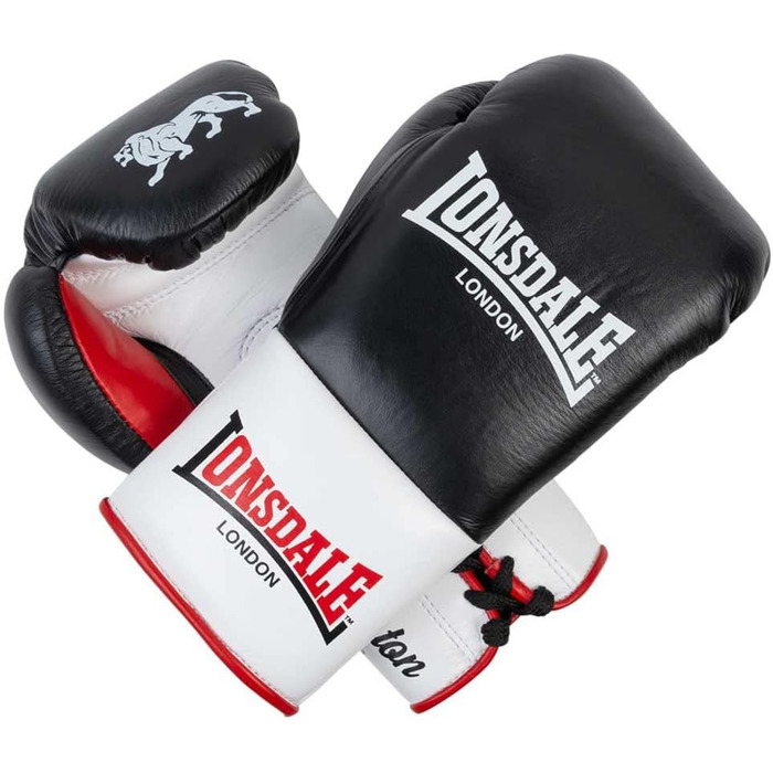 Боксерські рукавички Lonsdale Campton з натуральної шкіри (Чорний/Білий/Червоний, 10 oz L)