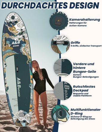 Надувний SUP-борд ABBOARD 335 см для двох осіб, зелений - з преміум аксесуарами, вантажопідйомність 200 кг