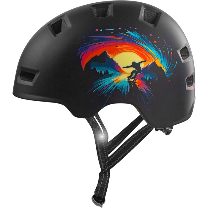 Шолом Crazy Safety Rampage Orange Schlange для велосипеда, скейтборду, роликів і BMX, для чоловіків, жінок і дітей, розмір M (54-57 см), регульований захисний шолом для скейтерів і велосипедистів