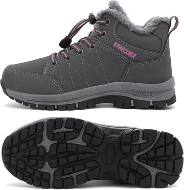 Жіночі зимові чоботи - тепла підкладка, водонепроникність, трекінгові та похідні черевики, зимові короткі чоботи, Outdoor боти (Сірий, 38.5 EU)