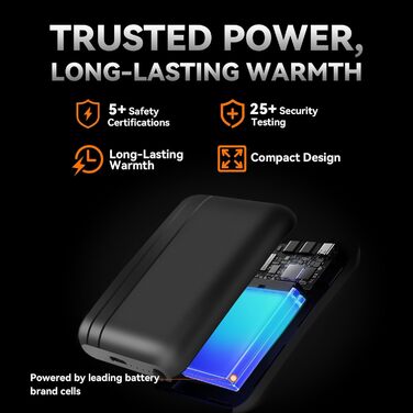 Електричні гріючі рукавички для чоловіків та жінок, з акумулятором 2600mAh, 3 режими нагріву, водонепроникні, чорні