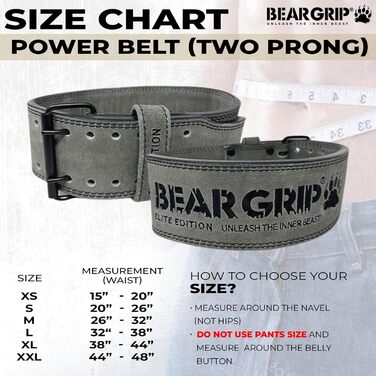 Пояс для пауерліфтингу BEAR GRIP Power Belt Elite Edition, преміум, подвійна пряжка, XS, сірий