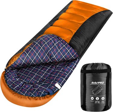 Сплячий мішок RISEPRO Легкий, 1,6 кг, фланелевий, водонепроникний, для 3-4 сезонів, дорослих та дітей, для дому, вулиці, кемпінгу, хайкінгу, чорний