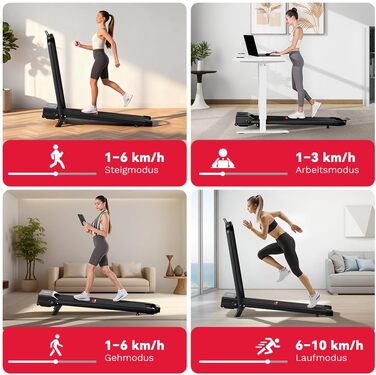 Складана бігова доріжка HomeFitnessCode з регулюванням нахилу — електричний Walking Pad для дому та офісу, компактна доріжка для ходьби, чорна