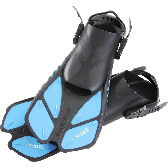 Комплект для снорклінгу Cressi BONETE Deluxe (маска, трубка, ласти, сітка) - світло-блакитний - розмір S/M - 36/42