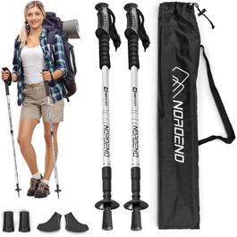 Трекінгові палиці Hop-Sport HS-0135TP для Nordic Walking з телескопічним регулюванням та антишоком, сріблястого кольору
