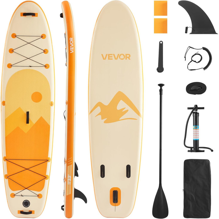 Надувний SUP-борд VEVOR Stand Up Paddle Board 323/335 см з аксесуарами: насос, весло, рюкзак, ремкомплект, кишеня для телефону. Підходить для дітей та дорослих.