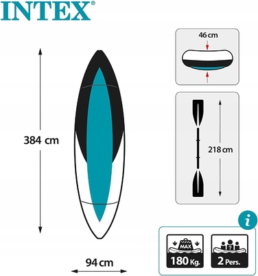 Надувний каяк Intex Excursion PRO K2 з комплектом весел, сидінь та насосом