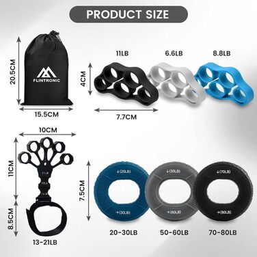 Флінтронік Гріффкрафттрейнер: Набір для тренування рук та пальців, 3 рівні опору. Ідеально для скелелазіння, гри на гітарі та піаніно