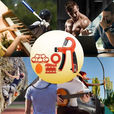 Набір для тренування рук Flintronic: тренажер зап'ястя з лічильником, регулювання ваги 5-60 кг, фітнес, альпінізм, силові тренування, реабілітація рук. Оранжевий, 5 шт.