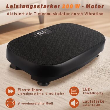 Вібраційна платформа Worldgeil для дому - 199 рівнів вібрації, 9 програм, вбудований динамік, для схуднення та тренувань всього тіла, до 150 кг