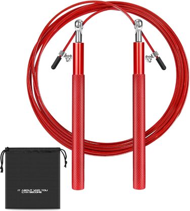 Скакалка Flintronic Speed Springseil: Регульована 300см з подвійним підшипником & алюмінієвою ручкою, для фітнесу, кросфіту, боксу та кардіо (#5 Червоний)