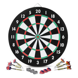 Dartscheibe Stagecaptain DBP-1810 Bullseye: Паперова мішень для дротиків з дротиками - для початківців, двостороння