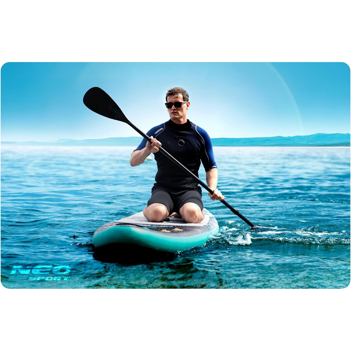 Надувний SUP Neo-Sport - комплект для сапбордингу з аксесуарами (насос, весло, страхувальний трос, рюкзак) - 320 см, Aquasurf 10.6, темно-синій та жовтий