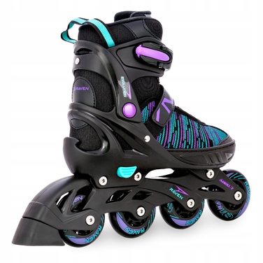Регульовані ролики RAVEN Cande, Black/Mint/Violet, розмір 38-42, каучукові колеса