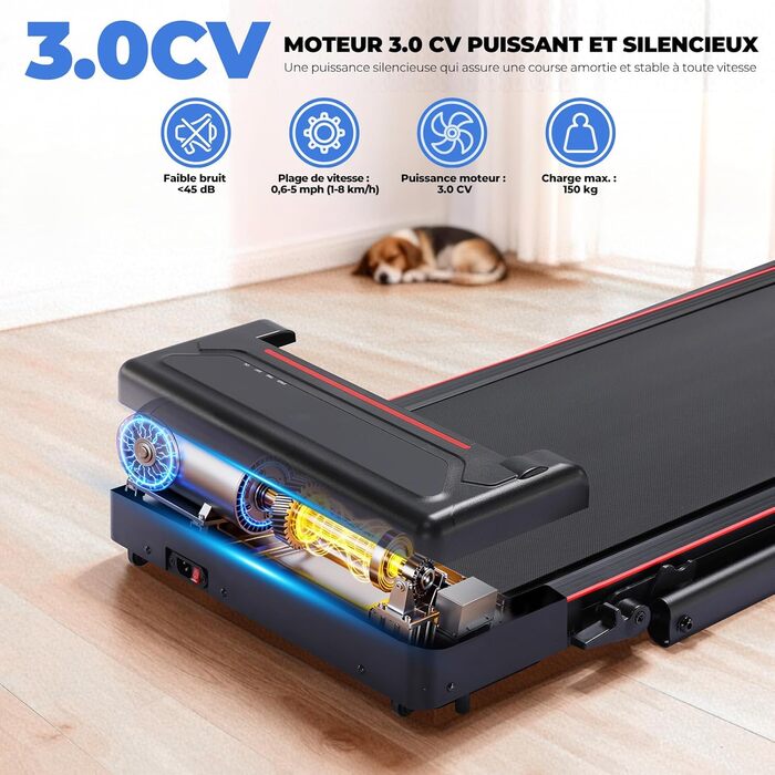 GTPLAYER Складний біговий доріжка для дому з LED-дисплеєм та пультом, регульовані підлокітники, двигун 2.5 PS, фітнес, зелений (червоний)