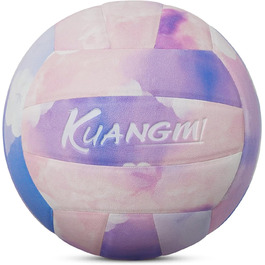 Волейбольний м'яч Kuangmi Weicher, розмір 5, для занять у приміщенні та на вулиці, тренування, пляжний волейбол для початківців, підлітків та дорослих (Marshmallow)