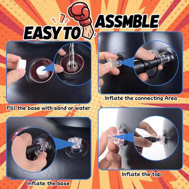 Дитячий боксерський мішок Ninonly з рукавичками, 160 см, посилений PVC, для карате, таеквондо, чорний та синій