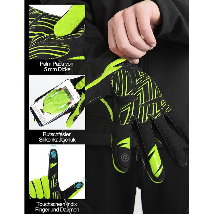Рукавички INBIKE MTB для катання на велосипеді: захист пальців TPR, SCR-підкладка, зелені, розмір M