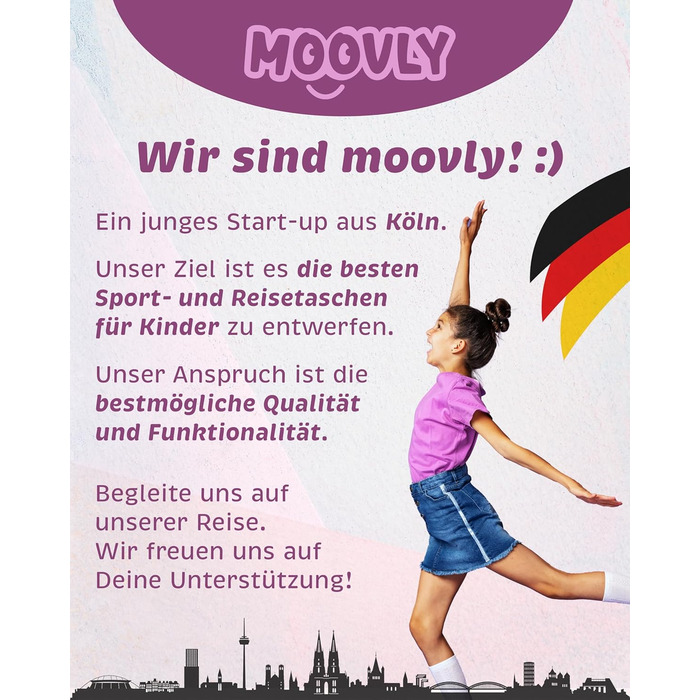 Дитяча спортивна сумка Kinder Sporttasche 25 л для дівчаток - рожево-фіолетовий принт, з відділенням для взуття та мокрих речей, регульований плечовий ремінь