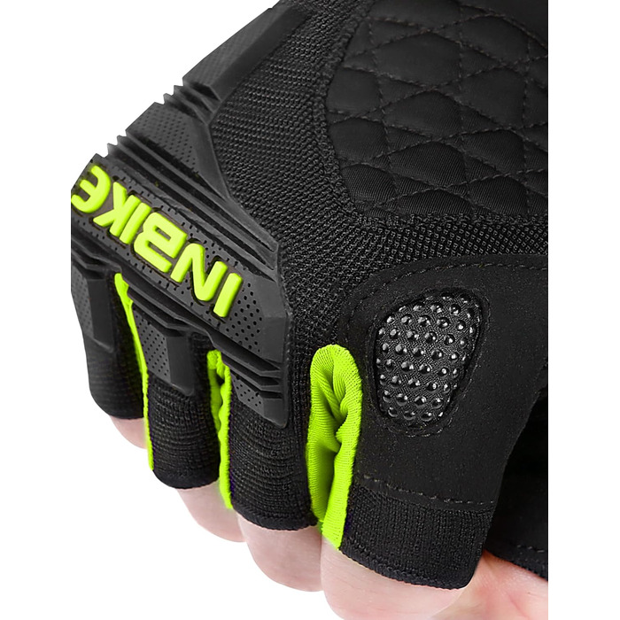 Велосипедні рукавички Inbike напівпальцеві літні, дихаючі з TPR накладками на пальці та Eva Pad, нековзкі, MTB рукавички для чоловіків та жінок MH020 L, чорний/зелений