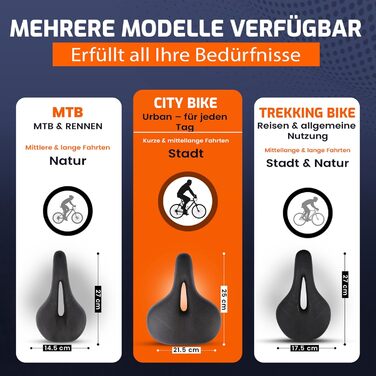 ANFIL® Велосипедне сідло - Максимальний комфорт - Ергономічне сідло з Memory Foam 3.0 - для жінок та чоловіків - Зручне та м'яке - з оптимізованим розподілом тиску для тривалих поїздок (City)