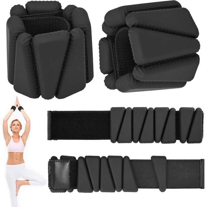 Гантелі на зап'ястя та щиколотки KOOOGEAR, 2 шт., 0.5 кг, чорні - для фітнесу, бігу, тренувань
