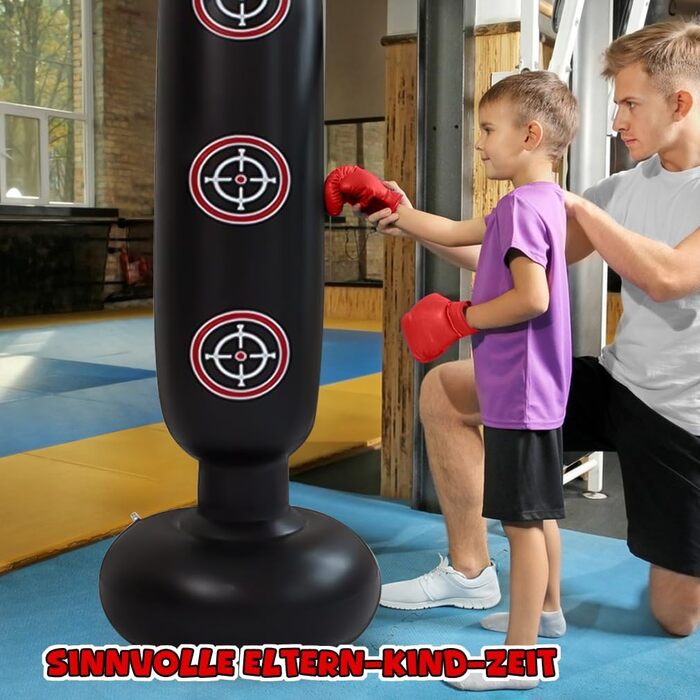 Надувний боксерський мішок для дітей 160 см з рукавичками та насосом для карате, таеквондо, MMA. Для хлопчиків та дівчаток 3-12 років