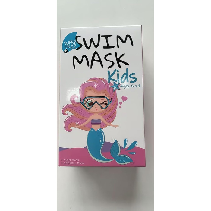 Дитяча маска для плавання та снорклінгу Supertrip, 6-14 років, скло, рожево-блакитна